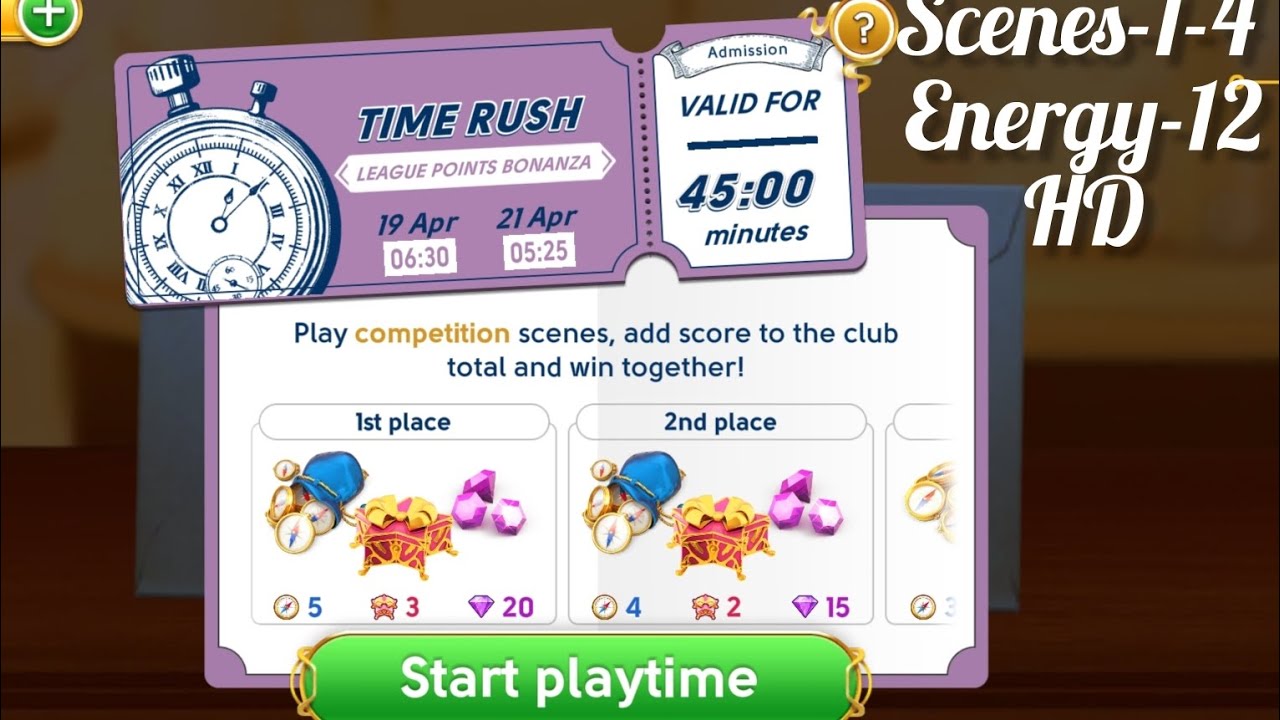 June's Journey Time Rush Today Competition 19-21/April/25 Scenes 1-4