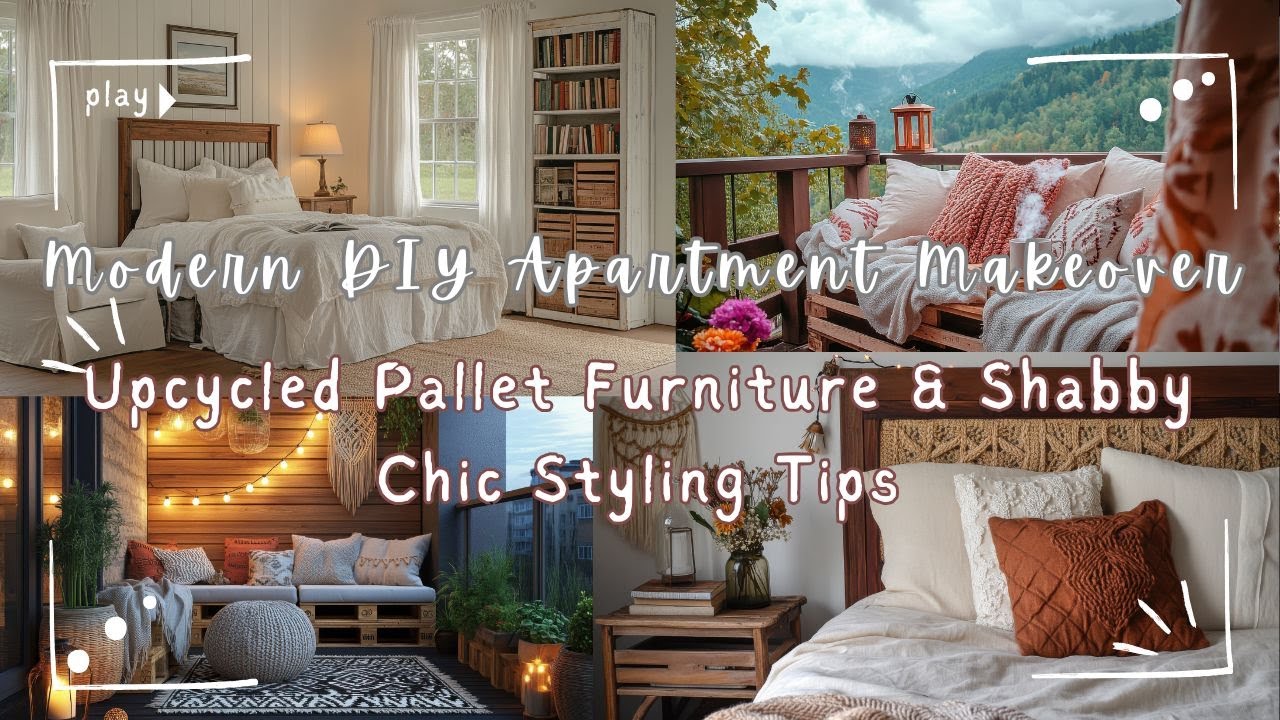 Modern DIY Apartment Makeover | Upcycled Pallet Furniture & Shabby Chic ...