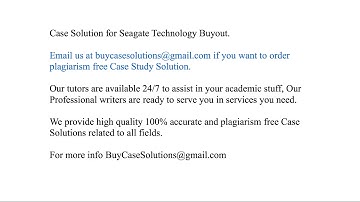 Case Solution Seagate Technology Buyout