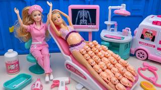 Satisfying Barbie Doll Family Playset Unboxing with Cute Pinkfong Rescue Car Toys ASMR