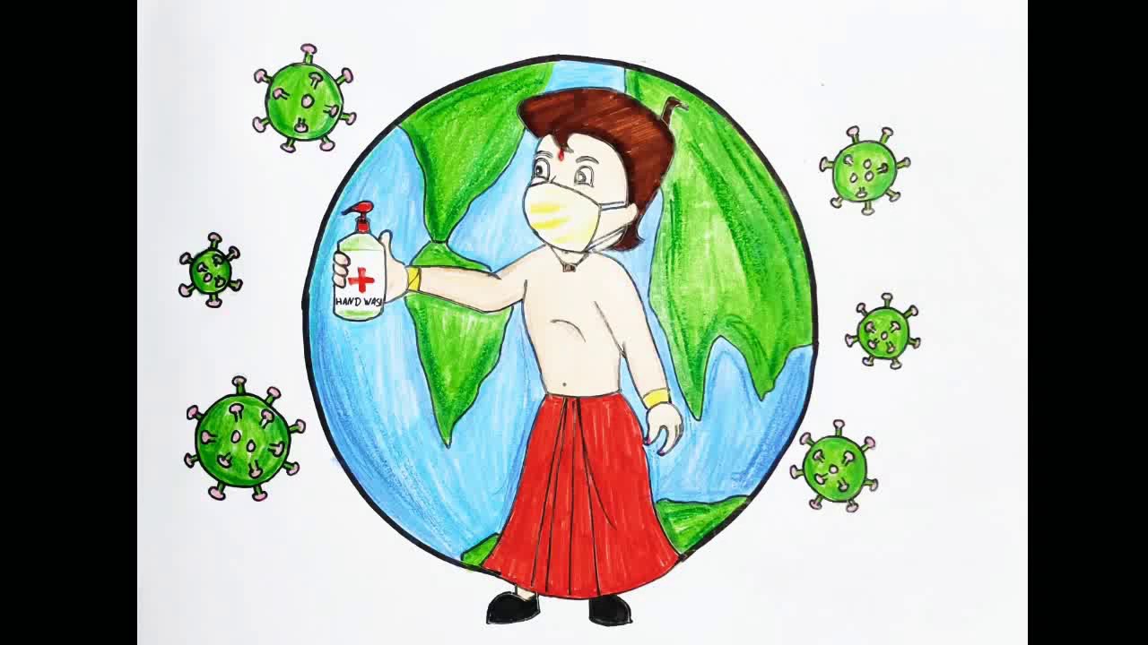 How to draw corona safety awareness poster || Drawing of Coronavirus || save Earth from corona virus