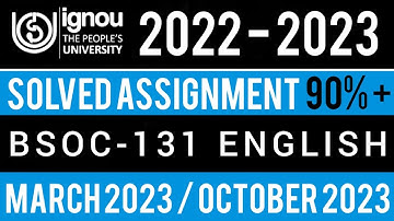BSOC-131 SOLVED ASSIGNMENT 2022-23 I BSOC-131 SOLVED ASSIGNMENT 2022-23 IN ENGLISH | BSOC-131