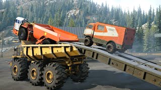 SnowRunner - Crazy Triple Loading On Dump Truck, CAT 770 6x6, Sandvik TH545i 4x4