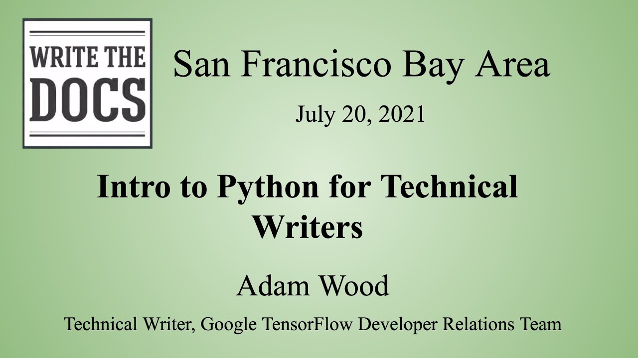Intro to Python for Technical Writers - YouTube