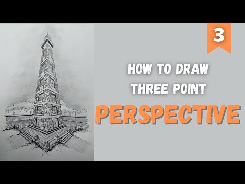 How to draw Three Point Perspectives./ 3D of a Lighthouse./ Perspective Drawings/ 3D Pencil drawings