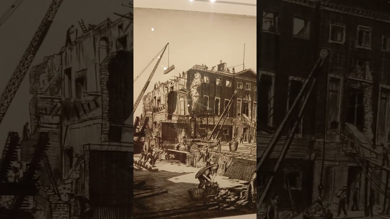 Снос Девоншир-хауса в Лондоне. Джоб Никсон. Офорт, сухая игла. 