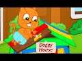 Cats Family in English - Decorated The Doghouse Cartoon for Kids