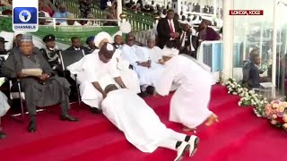 Moment New Kogi Deputy Governor Prostrated For Yahaya Bello