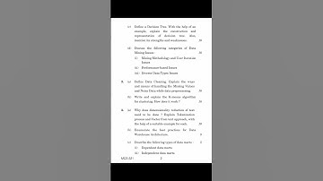 #Shorts MCS-221 DECEMBER 2022 Question Paper (Data Warehousing and Data Mining)