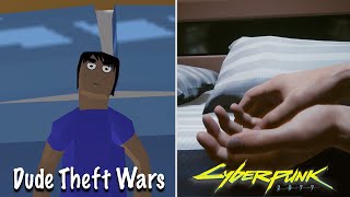 Dude Theft Wars Vs Cyberpunk 2077 Sleeping Animation !!! 🤔🤔🤔 screenshot 2
