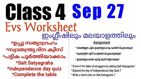Class 4 Evs Victers Worksheet/Sep 27/English & Malayalam Medium/Victers Channel Class4 Evs worksheet