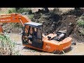 EXCAVATOR VIDEOS For Kids TATA HITACHI 200 Struggling In Mud Amazing Driving Skills