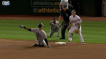 NYY@OAK: Judge hustles for a triple in the 7th