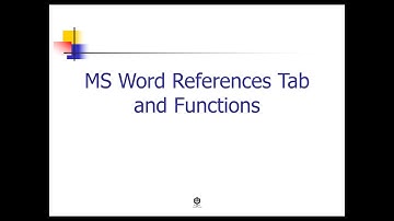 MS Word References Tab and Functions