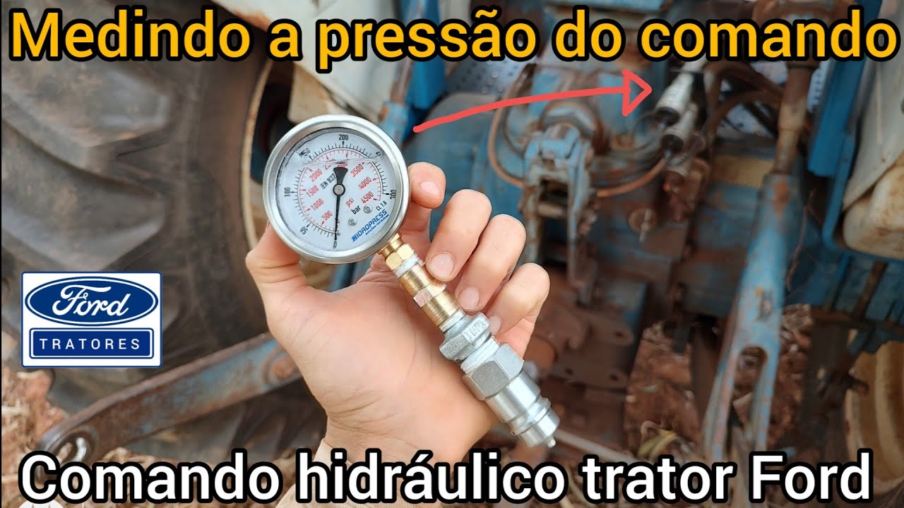 Testando a pressão hidráulica do trator Ford | Manômetro na saída do comando! Ford 5610