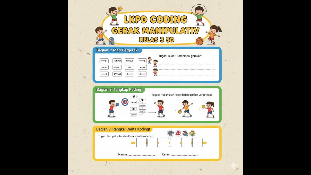 video Pembelajaran coding Unplugged PJOK Gerak Manipulatif Kelas 3 ...