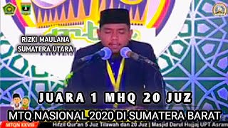 Juara 1 MHQ (Hifdzil) 20 Juz Golongan Putra | Kafilah SUMUT | MTQ Nasional 2020 Di Sumatera Barat.
