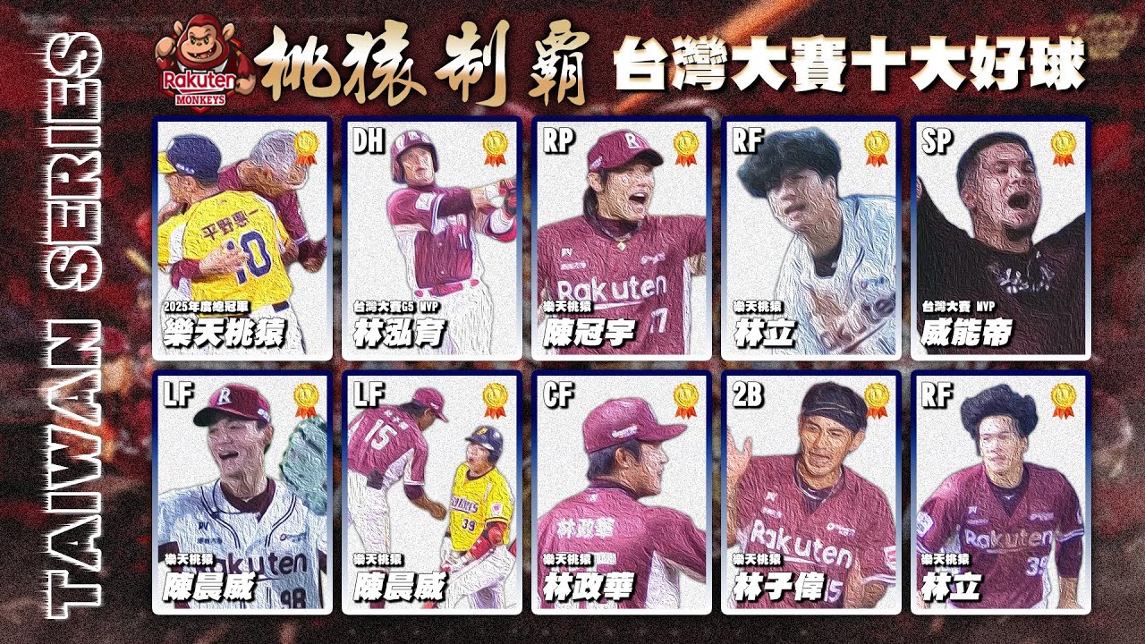 中職 》桃猿制霸 ⚾ 樂天桃猿 2025 台灣大賽十大好球【 MOMO瘋運動 】
