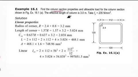 Cold formed steel section numerical | Column section properties and allowable load for the column