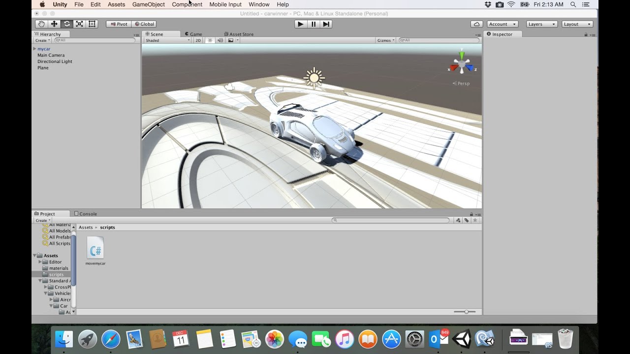 6- unity game| move the car تحريك السيارة - YouTube