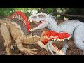 NEW Dinosaur Battle : INDOMINUS REX Vs SPINOSAURS,MOSASAURUS Fighting!