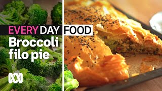 Broccoli, feta and halloumi pie with filo pastry | Everyday Food | ABC Australia
