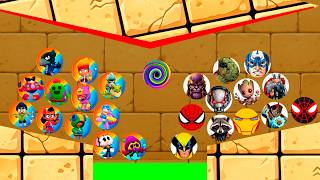 Brawl Stars Vs Marvel - 25 Stages Marble Race!