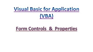 VBA Class- 2 (Form Controls)