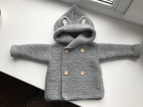 Детская кофточка-вязание спицами.Жакет описание.Ч 3.Duffel.Кофта спицами для начинающих