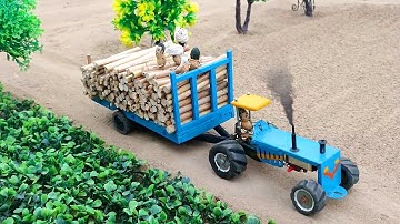 Diy mini tractor trolley woods loading | science project | @MiniCreative1 | @KeepVilla