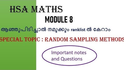 RANDOM SAMPLING METHODS STATISTICS- MODULE 8- Full notes and questions