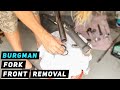 07+ Suzuki Burgman 400 Front Fork Removal / Disassembly | Mitch's Scooter Stuff