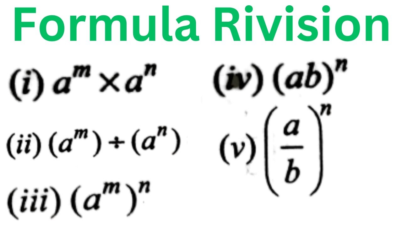 Laws Of Indices Formula Rivision Power and Exponents rules YouTube