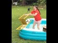 Hilarious moment girl attempts to rescue squirrel from kid's paddling pool