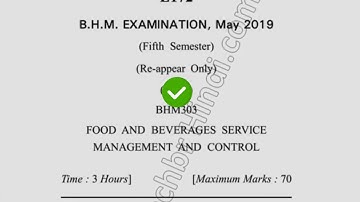 2019 Dcrust BHM 5th Sem Food & Beverage Service Management Question Paper