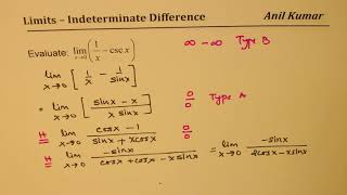 Limits Indeterminate Differences Strategy and L'Hospital's Rule