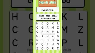 Reto visual nivel difícil Palabras ocultas NUBE, GRIS CAPA, CORO Y CRUDO#desafiosmentales #shorts