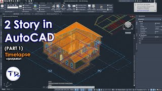 2 STORY HOUSE in AutoCAD Architecture 2023 (Timelapse)