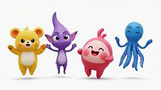 Group of Four Cute and Colorful Cartoon Characters
