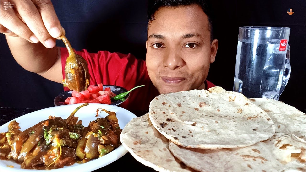 Eating show 🫜🥗 Asmr mukbang 🥗🫜 Roti with Masaledaar began ki sabji 