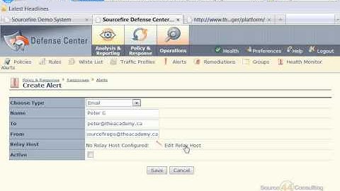 Creating Email Alerts with Sourcefire IPS
