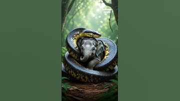Python Snake Attacks Baby Elephant | Rare Wildlife Encounter in the Jungle #snake #elephant #lion
