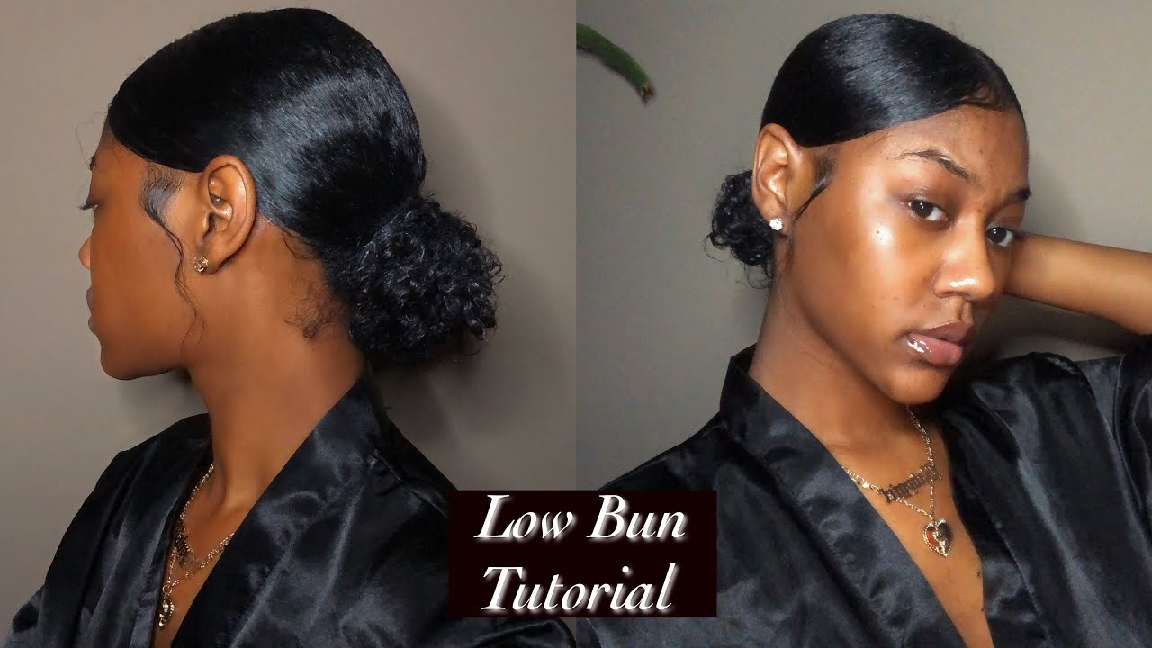 romantic braided bun updo with flowers tutorial. Hairstyle for middle hair  Stock Photo - Alamy