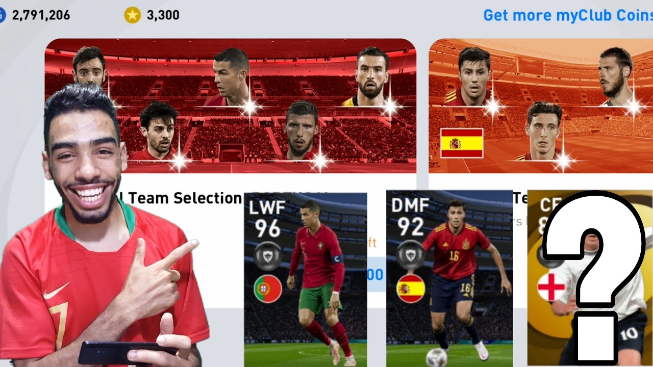 PORTUGAL + SPAIN NATIONAL TEAMS SELECTION + LEGENDS BOX DRAW PACKOPENING PES 2021 MOBILE