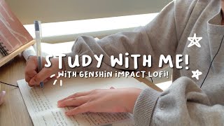 💫 1.5 hour study with me (genshin impact lofi!) no breaks | studying for my sociology midterm