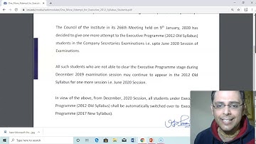 Good news | One more attempt to Executive old syllabus students| June 20 last attempt now|