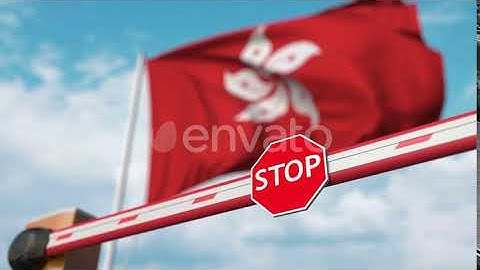 Closed Boom Gate at the Flag of Hong Kong | Motion Graphics - Envato elements