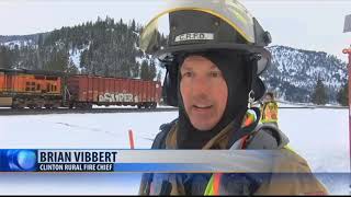 Train locomotive catches fire near Clinton