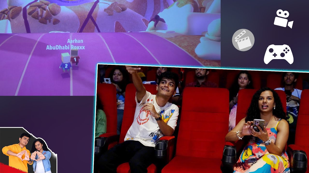 Playing a game on MOVIE SCREEN! First in India! SlayyPop YouTube