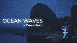 Ocean Waves for Deep Sleep (11 Hours) - Dim Screen | Hidden Beach Night on Quiet Hidden Island